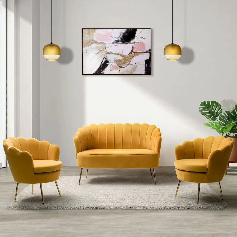 Set Soggiorno 3 Pezzi da 52" Divano, Divanetto, Poltrona Stile Moderno