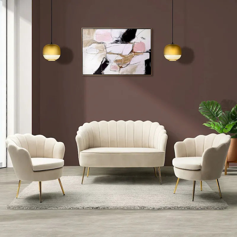 Set Soggiorno 3 Pezzi da 52" Divano, Divanetto, Poltrona Stile Moderno