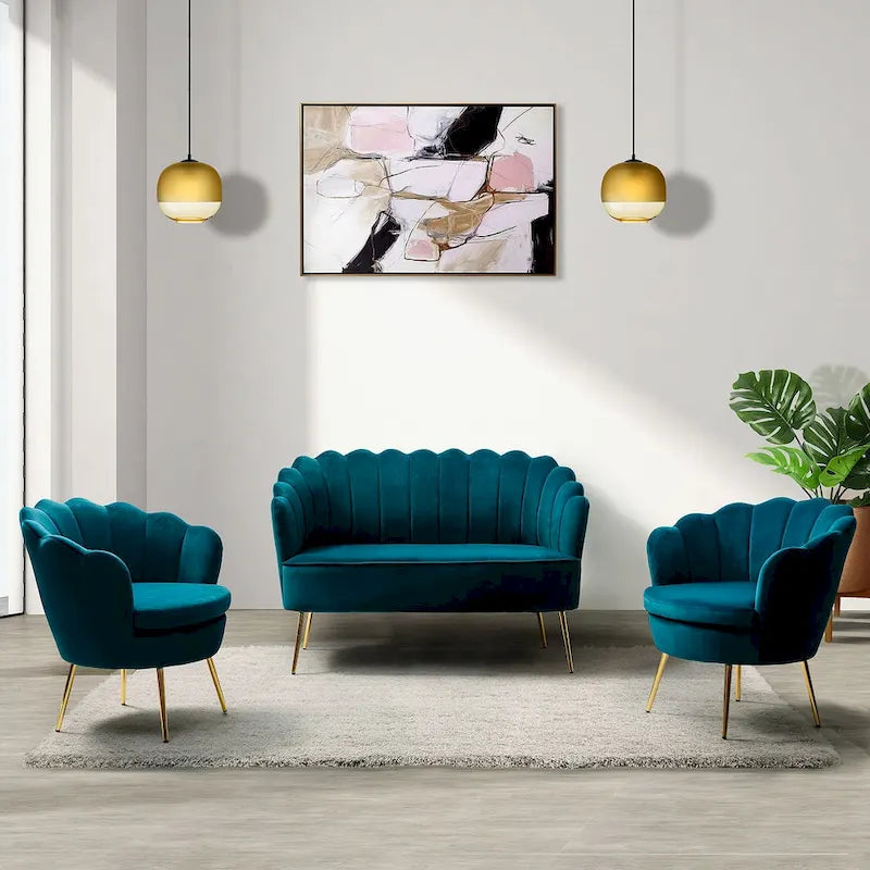 Set Soggiorno 3 Pezzi da 52" Divano, Divanetto, Poltrona Stile Moderno