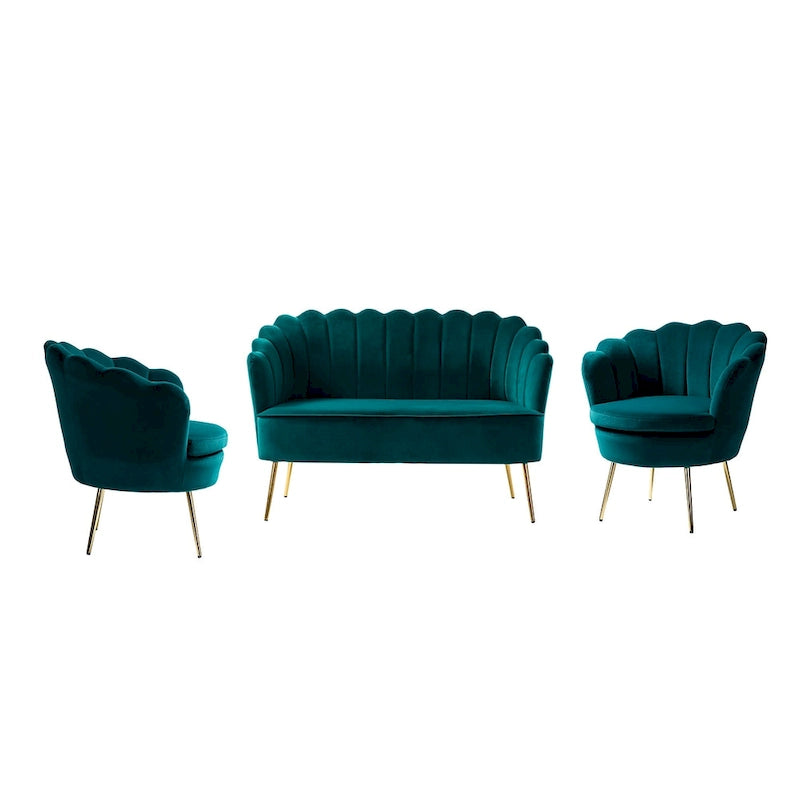 Set Soggiorno 3 Pezzi da 52" Divano, Divanetto, Poltrona Stile Moderno