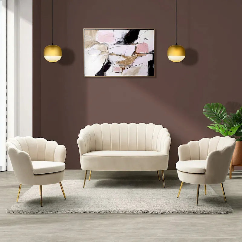 Set Soggiorno 3 Pezzi da 52" Divano, Divanetto, Poltrona Stile Moderno