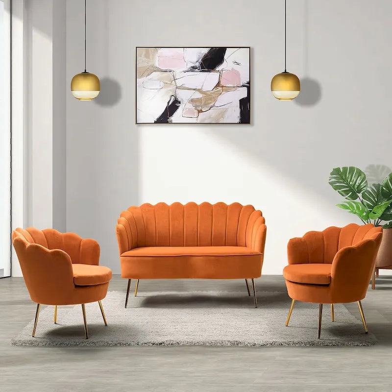 Set Soggiorno 3 Pezzi da 52" Divano, Divanetto, Poltrona Stile Moderno