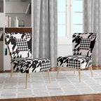 Poltrona di design Mid-Century con fantasia pied de poule per salotto
