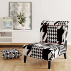 Poltrona di design Mid-Century con fantasia pied de poule per salotto