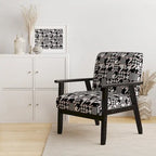 Poltrona di design Mid-Century con fantasia pied de poule per salotto