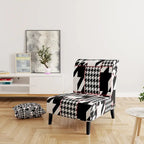 Poltrona di design Mid-Century con fantasia pied de poule per salotto