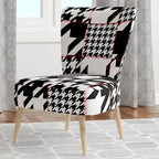 Poltrona di design Mid-Century con fantasia pied de poule per salotto
