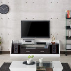Mobile porta TV multifunzionale da 70" in vetro bianco con contenitore per soggiorno