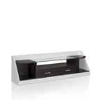 Mobile porta TV multifunzionale da 70" in vetro bianco con contenitore per soggiorno