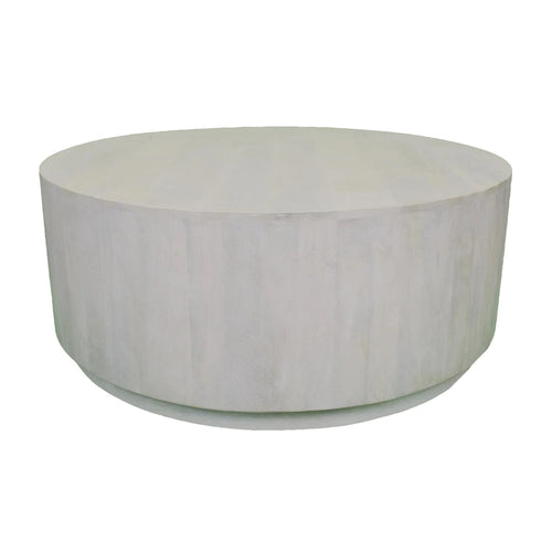 HomeRoots42 Rustic White Solid Wood Round Distressed Coffee Table - 42
