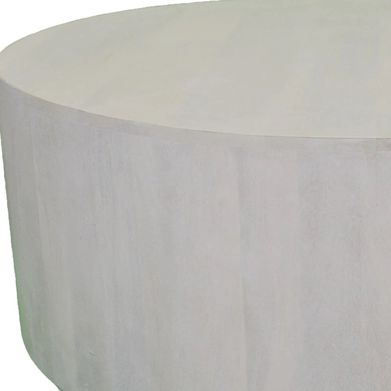 Tavolino rotondo rustico da 42" in legno massello bianco anticato per soggiorno