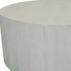 Tavolino rotondo rustico da 42" in legno massello bianco anticato per soggiorno