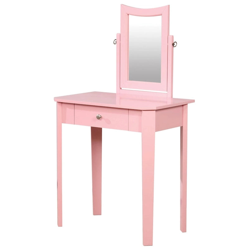 Set Toeletta 3 Pezzi in Legno Massello Contemporaneo con 1 Cassetto, per Camera da Letto