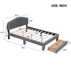 Letto a piattaforma imbottito queen-size con cassetto