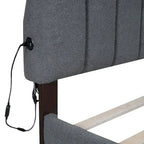 Letto a piattaforma imbottito queen-size con cassetto