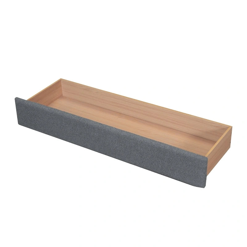 Letto a piattaforma imbottito queen-size con cassetto