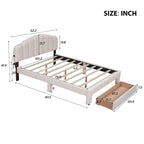 Letto a piattaforma imbottito queen-size con cassetto