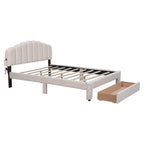 Letto a piattaforma imbottito queen-size con cassetto