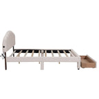 Letto a piattaforma imbottito queen-size con cassetto