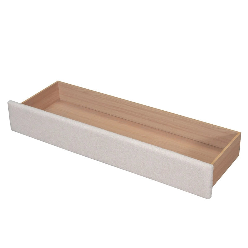 Letto a piattaforma imbottito queen-size con cassetto
