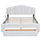 Letto a piattaforma imbottito queen-size con cassetto