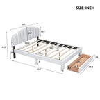 Letto a piattaforma imbottito queen-size con cassetto