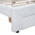 Letto a piattaforma imbottito queen-size con cassetto