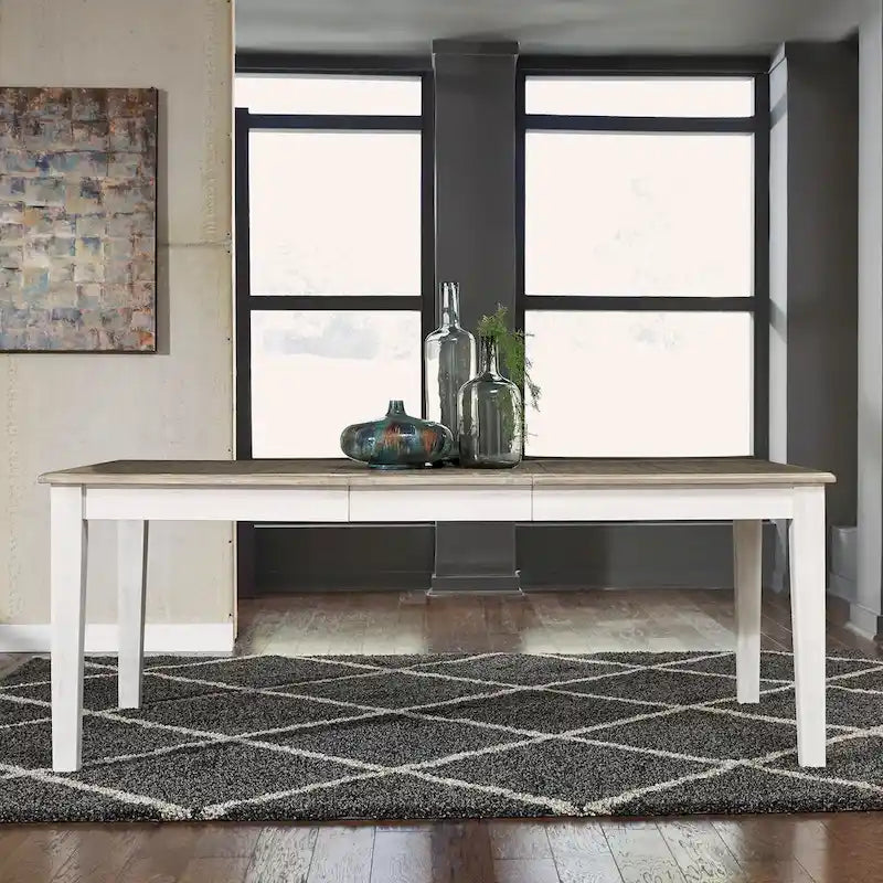 Set da pranzo rettangolare 5 pezzi, finitura spazzolata grigio chiaro