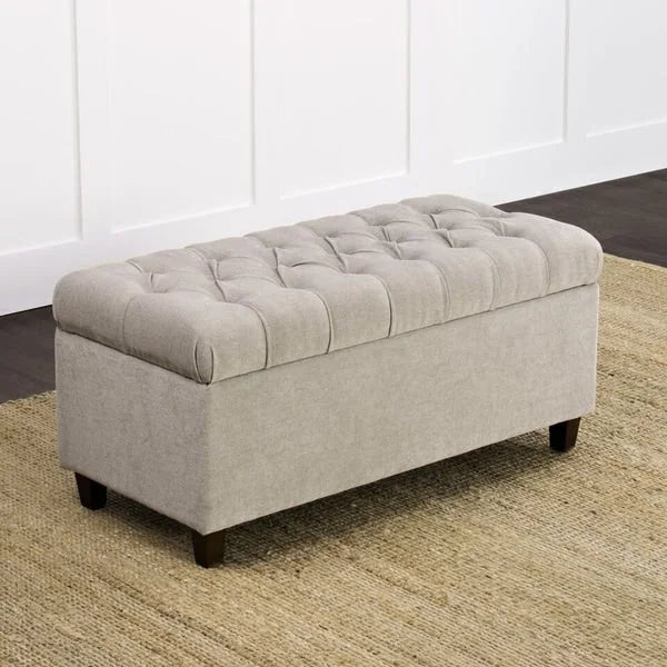 Copper Grove Muir Button Tufted Storage Bench Silver Ash