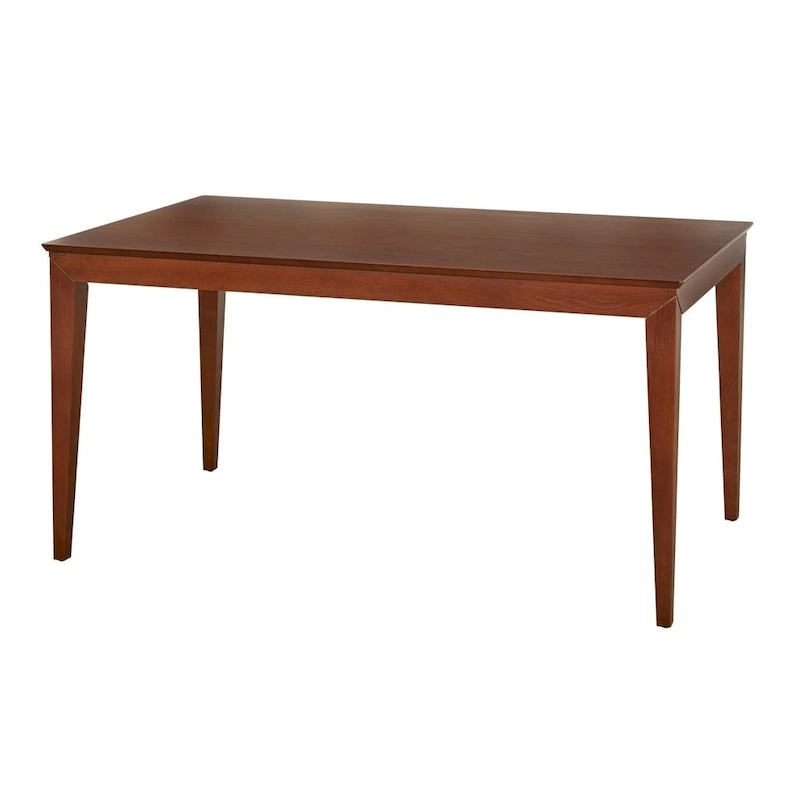 Tavolo da pranzo moderno con piano in legno massello e gambe in metallo, stile minimalista