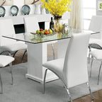 Set da pranzo di 7 pezzi con tavolo in vetro bianco contemporaneo per 6 persone