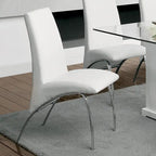 Set da pranzo di 7 pezzi con tavolo in vetro bianco contemporaneo per 6 persone