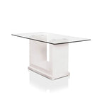 Set da pranzo di 7 pezzi con tavolo in vetro bianco contemporaneo per 6 persone