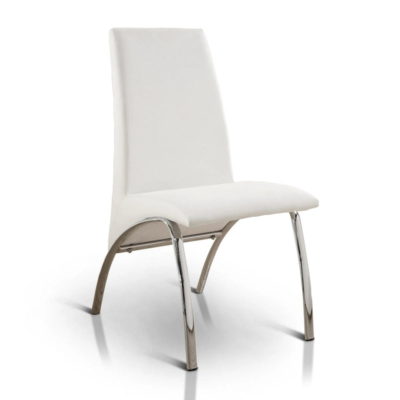 Set da pranzo di 7 pezzi con tavolo in vetro bianco contemporaneo per 6 persone