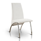 Set da pranzo di 7 pezzi con tavolo in vetro bianco contemporaneo per 6 persone
