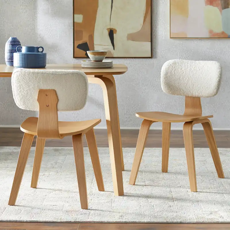 Sedie da Pranzo Moderno di Metà Secolo Set da 2 Seduta Imbottita Gambe in Legno