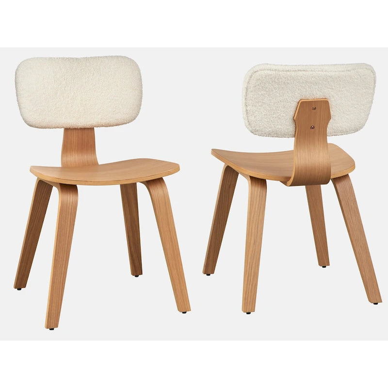Sedie da Pranzo Moderno di Metà Secolo Set da 2 Seduta Imbottita Gambe in Legno