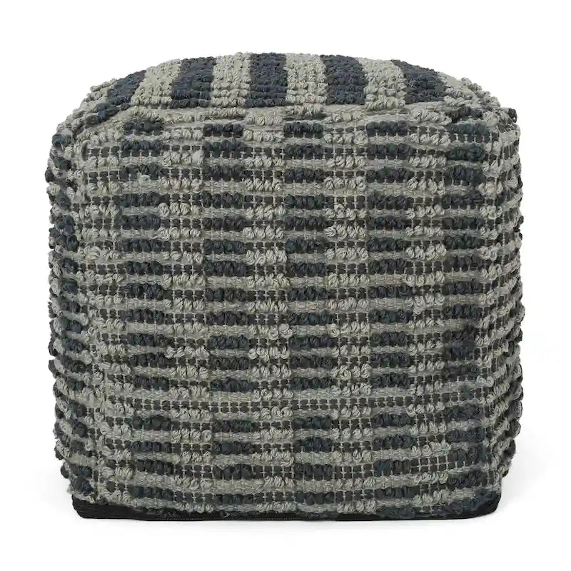 Pouf/ottoman cubico in tessuto stile boho per soggiorno o camera da letto