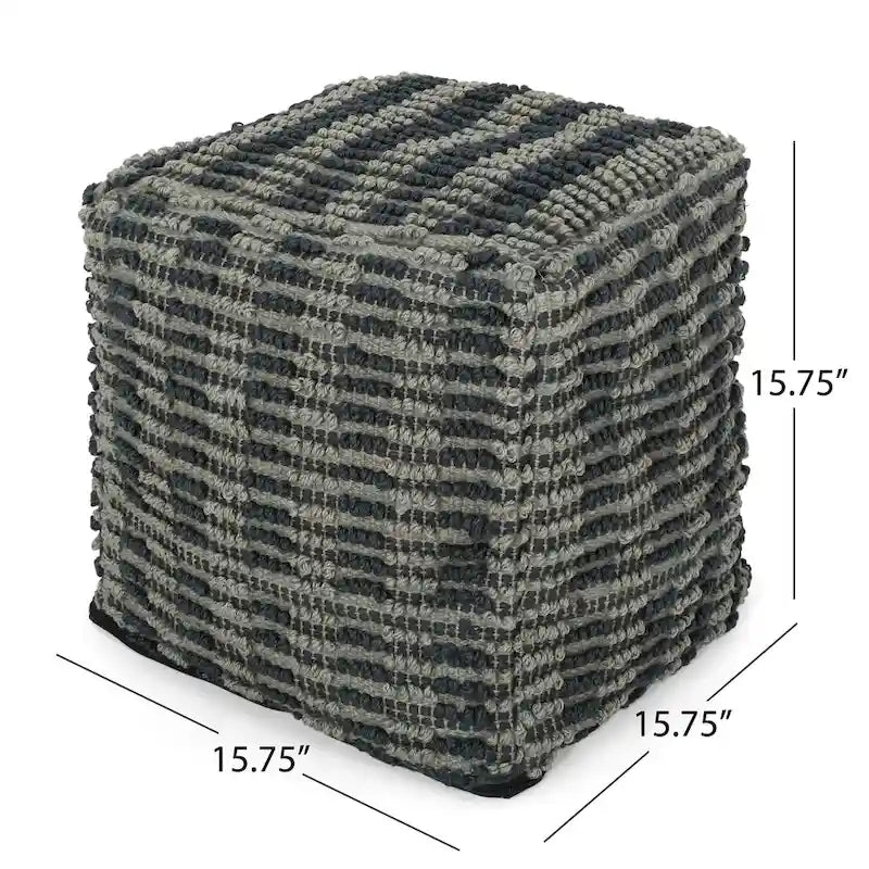 Pouf/ottoman cubico in tessuto stile boho per soggiorno o camera da letto