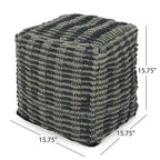 Pouf/ottoman cubico in tessuto stile boho per soggiorno o camera da letto