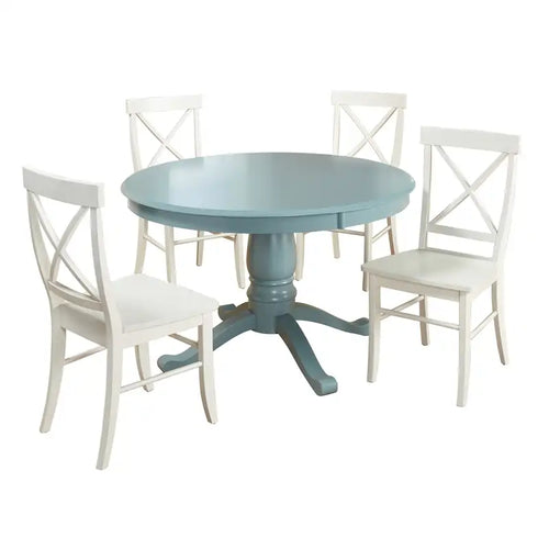 Set da pranzo con piedistallo da 5 pezzi, tavolo rotondo e 4 sedie da cucina