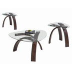 Set da 3 tavolini occasionali da salotto moderni con ripiano in vetro