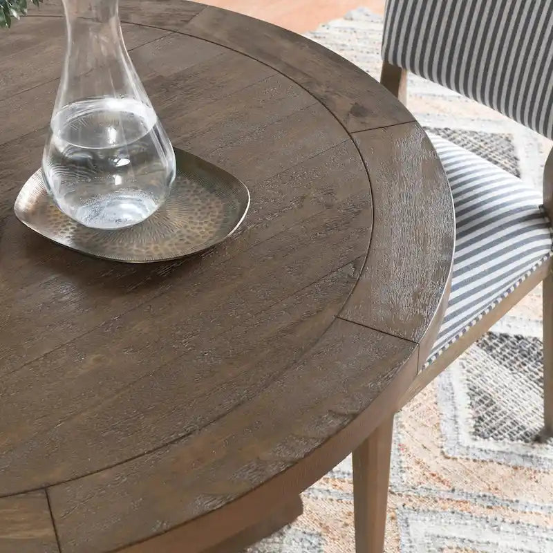 Tavolo da pranzo rotondo da 42" con finitura marrone anticato e gambe in legno massello, 4 posti a sedere
