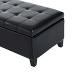 Panca Ottomana Contenitore in Pelle PU Capitonnè con Coperchio, 127 cm, per Camera da Letto e Ingresso