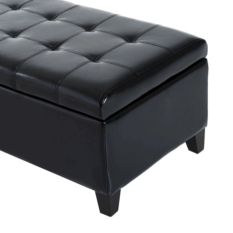 Panca Ottomana Contenitore in Pelle PU Capitonnè con Coperchio, 127 cm, per Camera da Letto e Ingresso