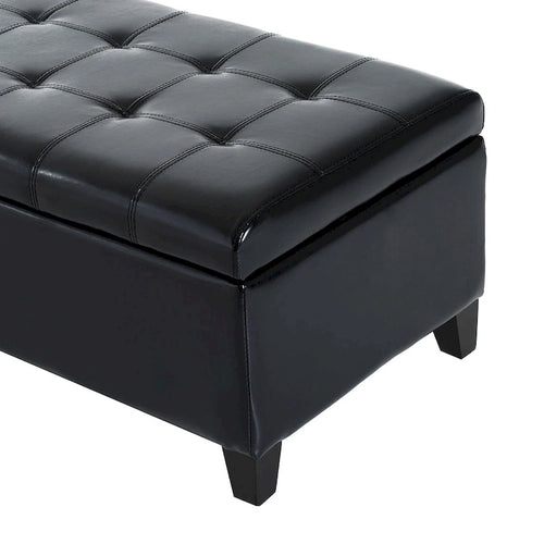 Panca Ottomana Contenitore in Pelle PU Capitonnè con Coperchio, 127 cm, per Camera da Letto e Ingresso