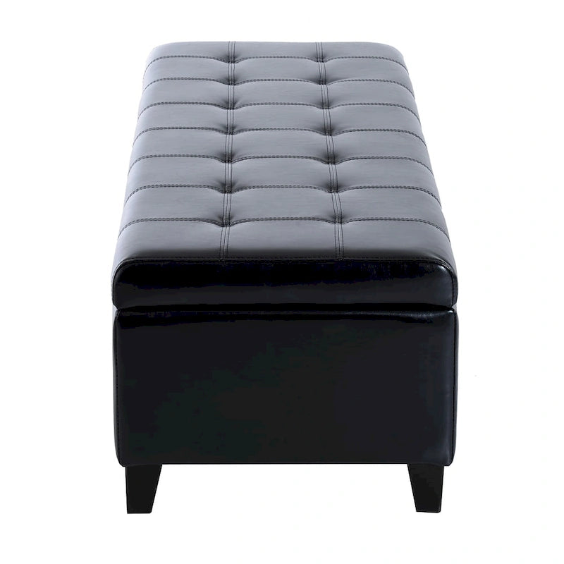 Panca Ottomana Contenitore in Pelle PU Capitonnè con Coperchio, 127 cm, per Camera da Letto e Ingresso
