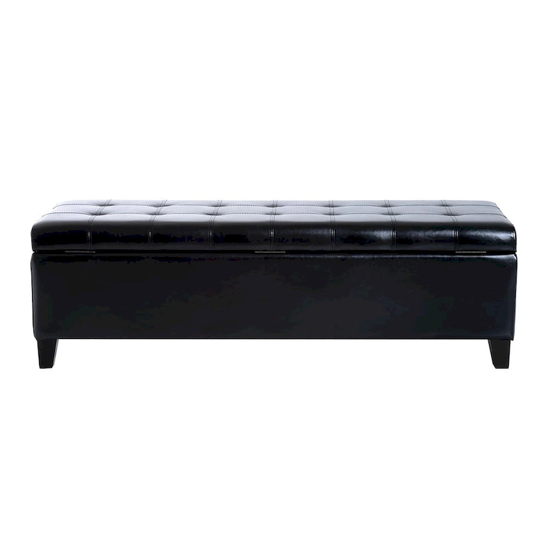 Panca Ottomana Contenitore in Pelle PU Capitonnè con Coperchio, 127 cm, per Camera da Letto e Ingresso