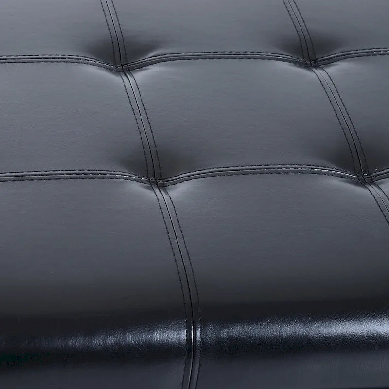 Panca Ottomana Contenitore in Pelle PU Capitonnè con Coperchio, 127 cm, per Camera da Letto e Ingresso