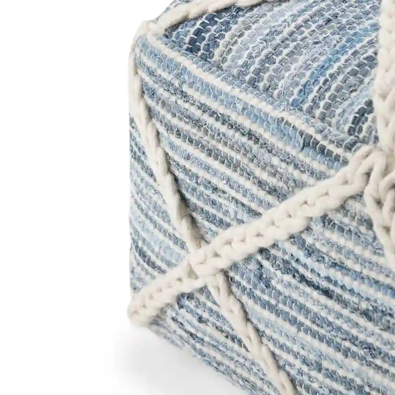 Pouf quadrato in maglia, poggiapiedi ottomano per soggiorno e camera da letto, pezzo d'accento